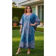 Womens Plus Size Polyester Kaftan Dresses for Women Casual Long Printed Caftan Maxi Kimono Ladies Girls Caftans Online by Oussum