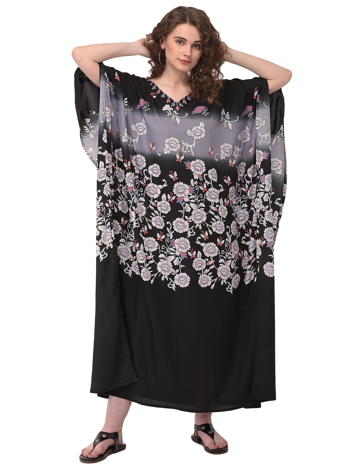 Women s Plus Size Polyester Kaftan Dresses for Women Casual Long Printed Caftan Plus Size Maxi Kimono Ladies Girls Caftans Online by Oussum