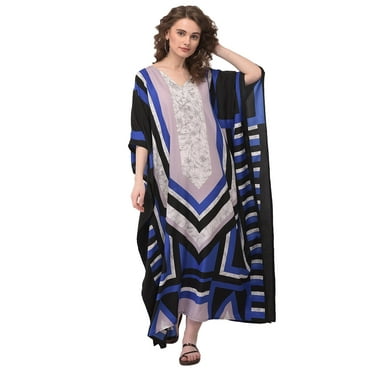 Women's Plus Size Polyester Kaftan Dresses for Women Casual Long Printed Caftan Plus Size Maxi Kimono Ladies Girls Caftans Online by Oussum