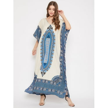 Women's Plus Size Polyester Kaftan Dresses for Women Casual Long Printed Caftan Plus Size Maxi Kimono Ladies Girls Caftans Online by Oussum