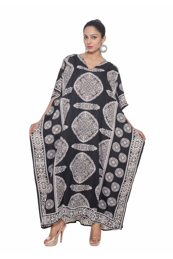 Women's Plus Size Polyester Kaftan Dresses for Women Casual Long Printed Caftan Wear Maxi Kimono Ladies Girls Caftans Online by Oussum