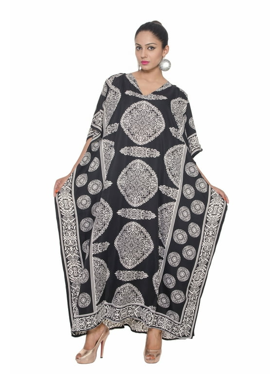 Women's Plus Size Polyester Kaftan Dresses for Women Casual Long Printed Caftan Wear Maxi Kimono Ladies Girls Caftans Online by Oussum