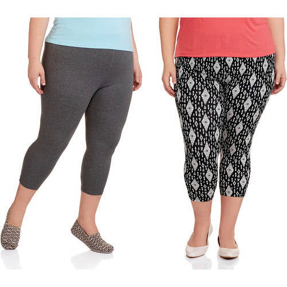 Women's Plus-Size Printed Essential Capri Leggings, 2-Pack - Walmart.com
