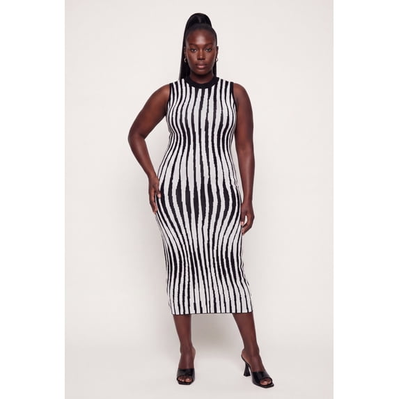 Women's Plus Size Printed Pattern Mock Neck Sweater Dress