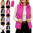 thumbnail image 1 of Women's Plus Size Puffer Vest Lightweight Packable Wave-Quilted Stand Collar Sleeveless with Carry Bag Vest, 1 of 8