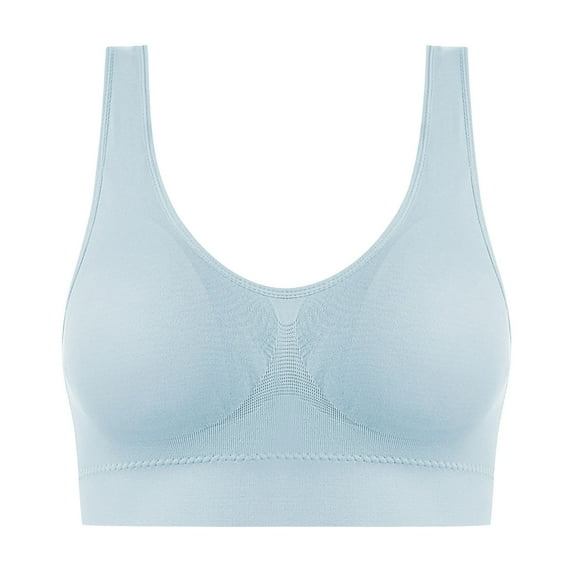 Women's Plus Size Push Up Bras Full Coverage Breathable Padded Bralettes Wireless Seamless Tank T-Shirt Bras Light Blue, 38/85ABC