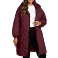 thumbnail image 1 of Women's Plus Size Quilted Coat Hooded Mid-Length Zip Up Lightweight Padded Jacket Loose Fit Outerwear for Work Daily Wear Fall Winter, 1 of 1