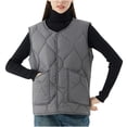 thumbnail image 1 of Women's Plus Size Quilted Puffer Vest - Button Up Sleeveless Down Jackets Warm Winter Gilet Outerwear, 1 of 5