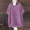 thumbnail image 1 of Women's Plus Size Raglan T-Shirt, Short Sleeve Loose Fit Cotton Linen Top, Oversized Casual Summer Tee for Everyday Wear, Lounge and Relaxed Outfits Purple XXL, 1 of 1