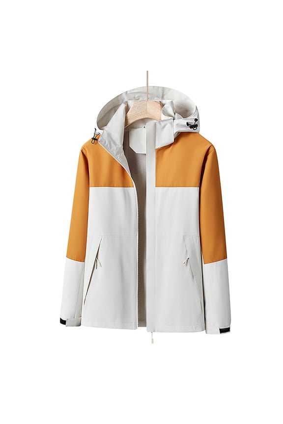 Women's Plus Size Rain Jacket 2023,Waterproof Raincoat Jackets for Women Lightweight ColorBlock Windbreaker with Hood Outdoor Hiking Windproof Trench Coats