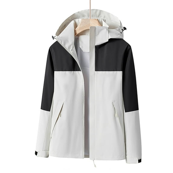 Women's Plus Size Rain Jacket 2024,Waterproof Raincoat Jackets for Women Lightweight ColorBlock Windbreaker with Hood Outdoor Hiking Windproof Trench Coats