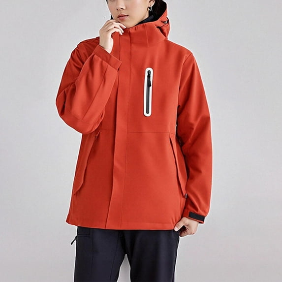 Women's Plus Size Rain Jacket Active Lightweight Waterproof Windbreaker Jacket with Hood with Zippered Pockets for Hiking Travel