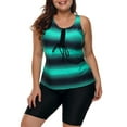 thumbnail image 1 of Women's Plus Size Rash Guard Capris Tankini Athletic Swimwear, 1 of 6