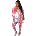 thumbnail image 1 of Women's Plus Size Red Tie Dye Asymmetrical Legging Set, 1 of 3