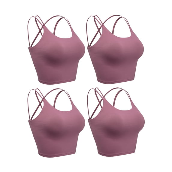 SAYFUT 4 Pack Womens Sports Bra Cross Back Bra Workout Bra Top Bralette Sexy Strappy Active Fitness Yoga Bras with Removable Padded Crop Tops