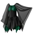 thumbnail image 1 of Women's Plus Size Renaissance Dress Halloween Crisscross Lace-up Corset Mesh Multi-layered Retro Party Mini Dress (L, Green), 1 of 7