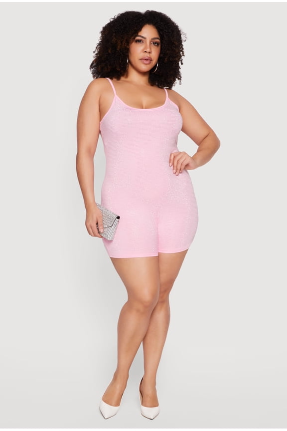 Women's Plus Size Rhinestone Cami Romper
