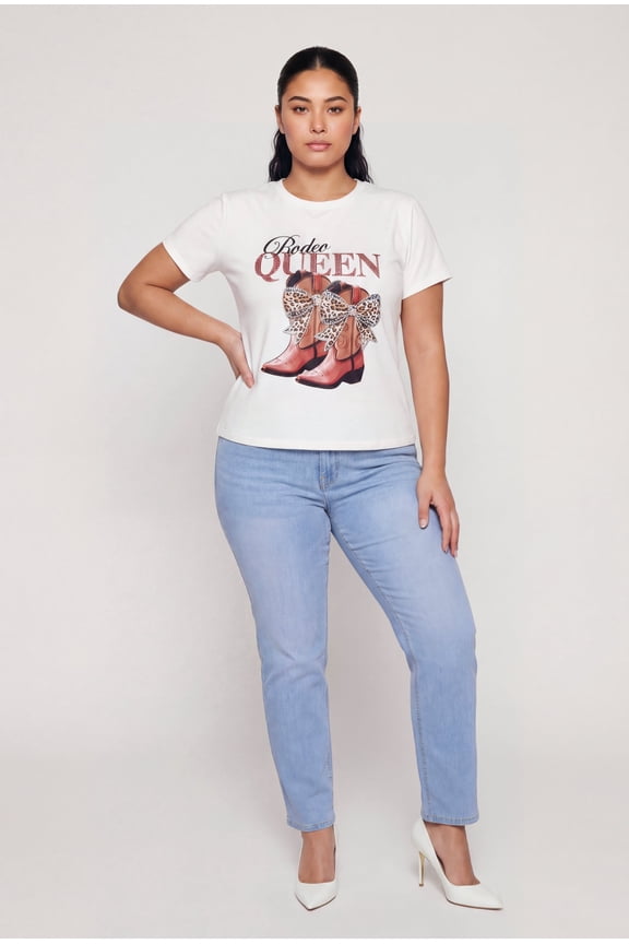 Women's Plus Size Rhinestone Rodeo Queen Graphic Tee
