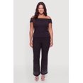 thumbnail image 1 of Women's Plus Size Rhinestone Studded Flare Leg Pull On Pants, 1 of 4
