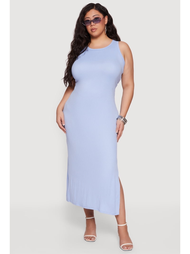 knit midi dress plus size Women's Rib Side Slit Tank 25SPsale