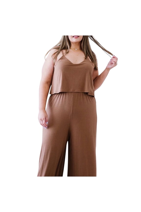Women’s Plus Size Ribbed Jumpsuit