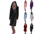 thumbnail image 1 of Women's Plus Size Robes Plush Fleece Hooded Long Bathrobe Thick Fluffy Nightgown Warm Comfy Housecoat with Pockets Sleepwea, 1 of 3