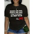 thumbnail image 1 of Women's Plus Size Roses Are Red Print Casual Crew Neck Short Sleeve T-Shirt, Comfortable Fashion Tee For Curvy Ladies, 1 of 5