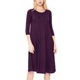 thumbnail image 1 of Women's Plus Size Round Neck 3/4 Sleeves Solid A-Line Midi Dress, 1 of 4
