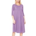 thumbnail image 1 of Women's Plus Size Round Neck 3/4 Sleeves Solid A-Line Midi Dress, 1 of 4