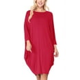 thumbnail image 1 of Women's Plus Size Round Neck Draped Side 3/4 Dolman Sleeves Dress, 1 of 4