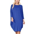 thumbnail image 1 of Women's Plus Size Round Neck Draped Side 3/4 Dolman Sleeves Dress, 1 of 4