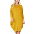 thumbnail image 1 of Women's Plus Size Round Neck Draped Side 3/4 Dolman Sleeves Dress, 1 of 4