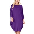 thumbnail image 1 of Women's Plus Size Round Neck Draped Side 3/4 Dolman Sleeves Dress, 1 of 4