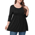 thumbnail image 1 of Women's Plus Size Round Neck Tunic Blouse 3/4 Sleeve Floral Loose T-Shirt 0X-5X, 1 of 5