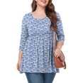 thumbnail image 1 of Women's Plus Size Round Neck Tunic Blouse 3/4 Sleeve Floral Loose T-Shirt 0X-5X, 1 of 5