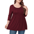 thumbnail image 1 of Women's Plus Size Round Neck Tunic Blouse 3/4 Sleeve Floral Loose T-Shirt 0X-5X, 1 of 5