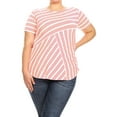 thumbnail image 1 of Women's Casual Plus Size Round Scoop Neck Striped T-Shirt Tunic, 1 of 4