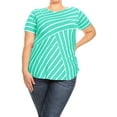 thumbnail image 1 of Women's Casual Plus Size Round Scoop Neck Striped T-Shirt Tunic, 1 of 4
