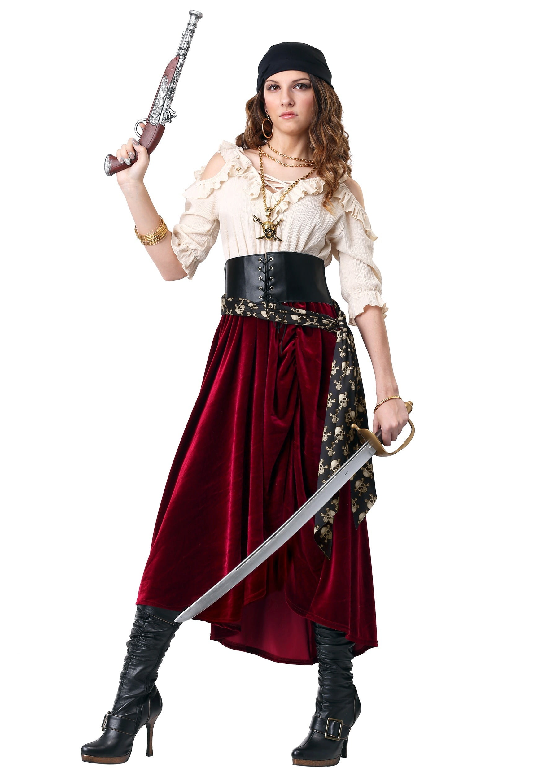 Northlight Womens Red and Black Pirate Halloween Costume Adult