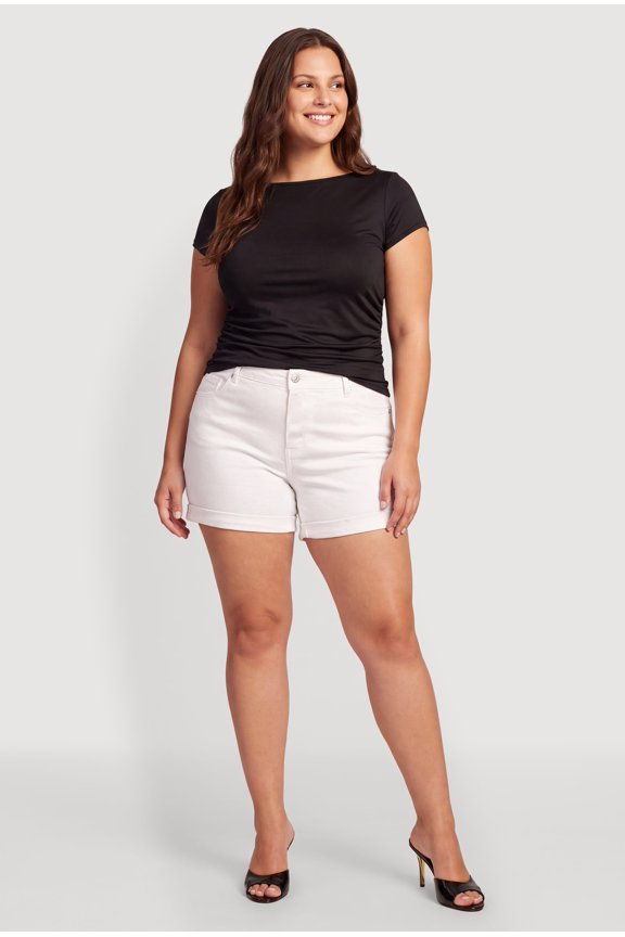 Women's Plus Size Ruched Side Short Sleeve Top