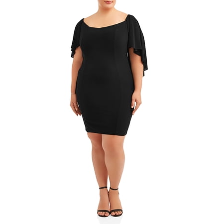 Women's Plus Size Ruffle Cape Dress