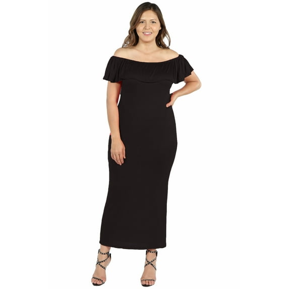 Women’s Plus Size Ruffle Off The Shoulder Maxi Dress