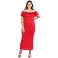 thumbnail image 1 of Women’s Plus Size Ruffle Off The Shoulder Maxi Dress, 1 of 3