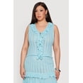 thumbnail image 1 of Women's Plus Size Ruffle Trim Tie Detail Crochet Vest, 1 of 4