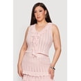 thumbnail image 1 of Women's Plus Size Ruffle Trim Tie Detail Crochet Vest, 1 of 4