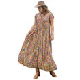 thumbnail image 1 of Women's Plus Size Ruffled Printed Cap Sleeve Dress 100% viscose Fabric for comfortable fit and drape for everyday wear, 1 of 11