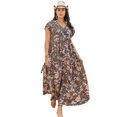 thumbnail image 1 of Women's Plus Size Ruffled Printed Cap Sleeve Dress 100% viscose Fabric for comfortable fit and drape for everyday wear, 1 of 11