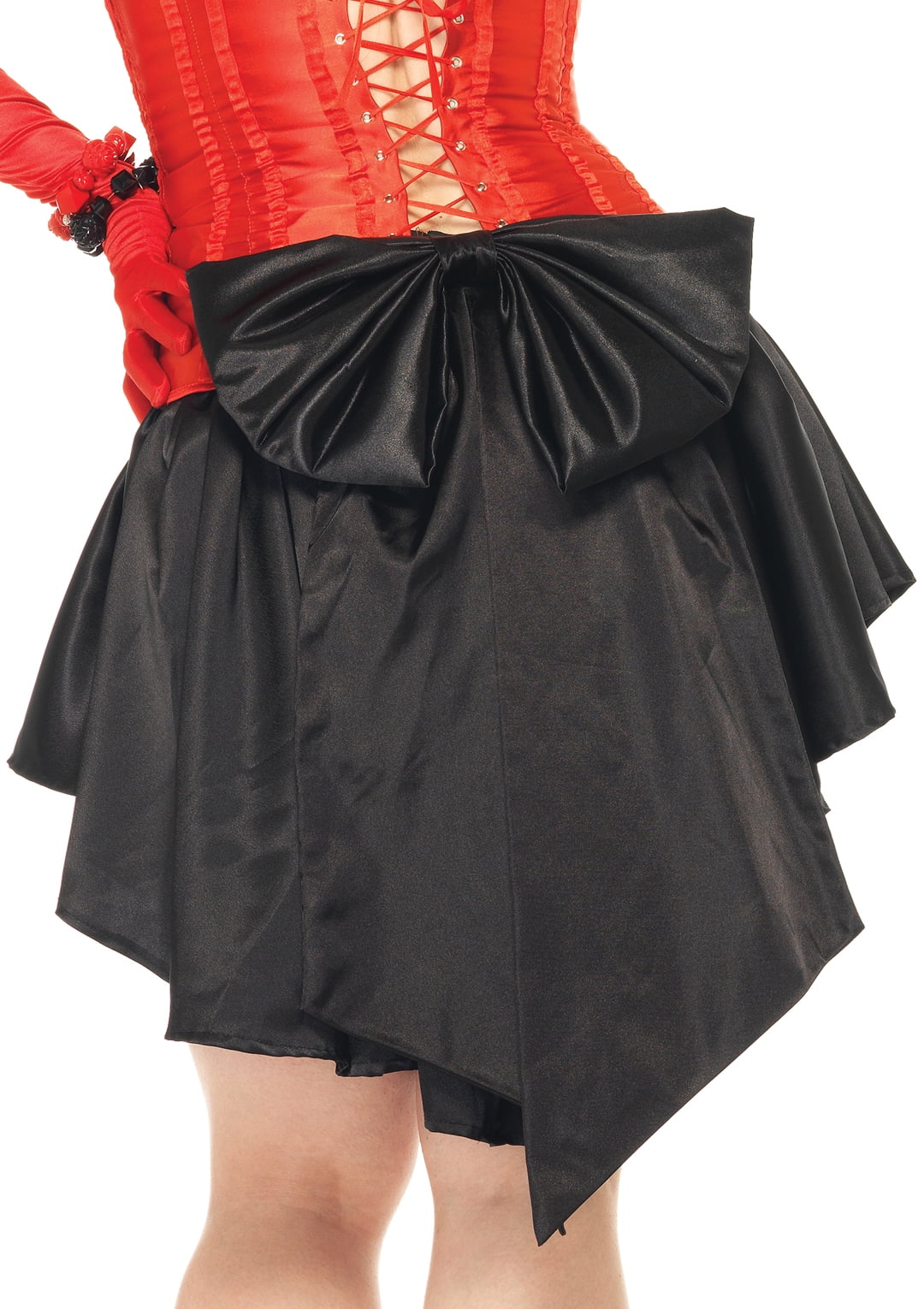 Women s Plus Size Satin Burlesque Skirt With Train And Oversized Back Bow Black Plus Size
