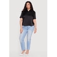thumbnail image 1 of Women's Plus Size Satin Button Front Collared Shirt, 1 of 4