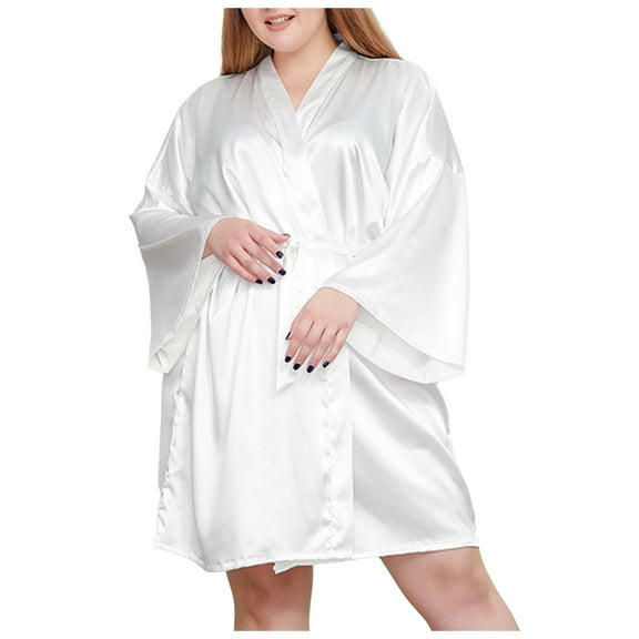 Women's Plus Size Satin Robes Plus Size Silky Kimonos Robes Sleepwear Short